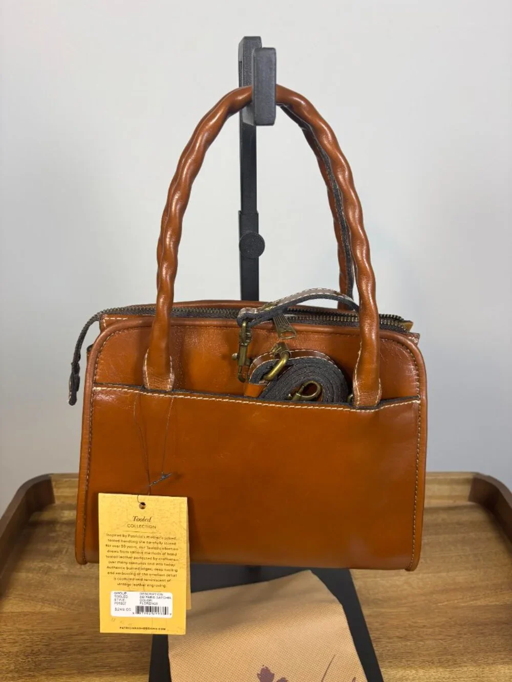Patricia Nash Small Paris Florence Brown Tooled Floral Leather Satchel New